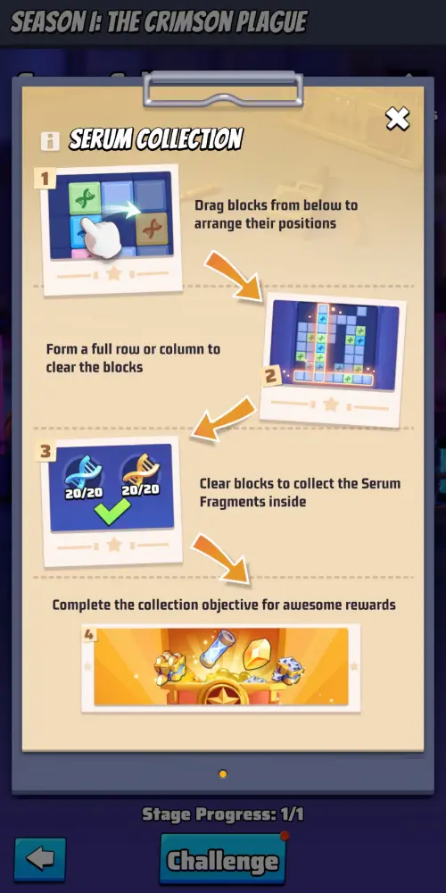 Serum Collection mini-game instructions and rules