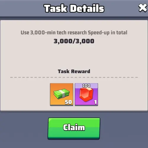 Bingo - Use 3000 min tech research Speed-up Bingo - Use 3000 min tech research Speed-up