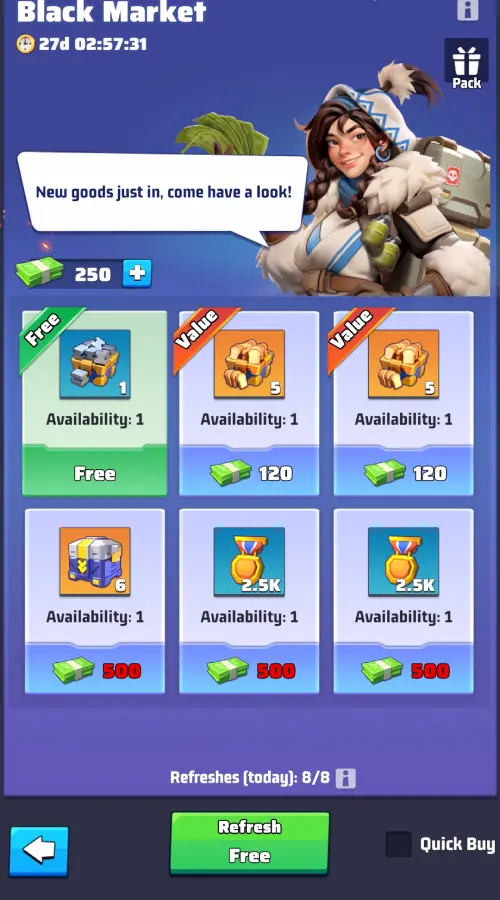 Black Market - Main event screen Black Market - Main event screen