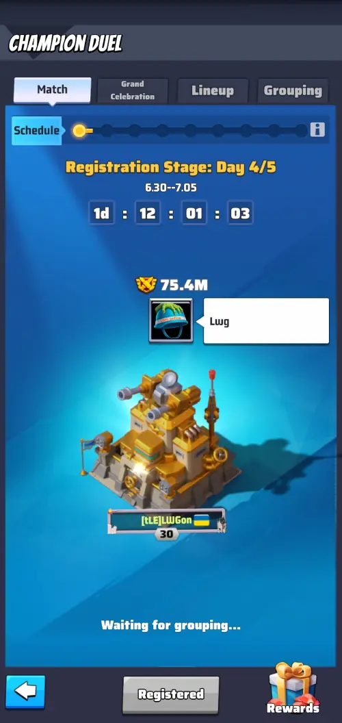 Champion duel match tab Champion duel match tab