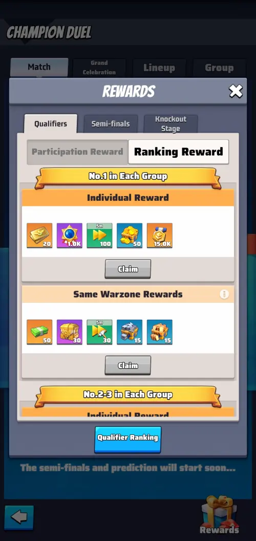 Champion duel ranking warzone rewards Champion duel ranking warzone rewards