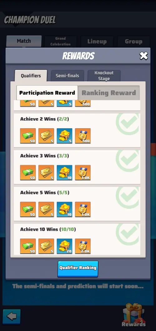 Champion duel win rewards Champion duel win rewards