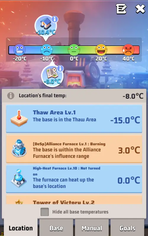 Base Location Temperature