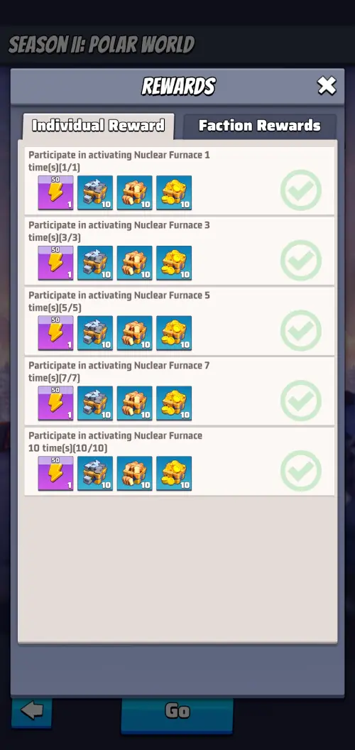 Individual event rewards - Reactivate the Nuclear Furnace Individual event rewards - Reactivate the Nuclear Furnace
