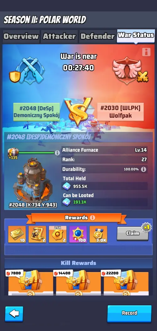 War Status and Alliance Furnace War Status and Alliance Furnace